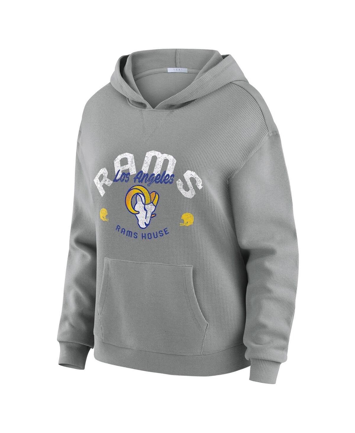 Women's Gray Los Angeles Rams Waffle-Knit Long Sleeve Hooded Shirt & Pants Lounge Set