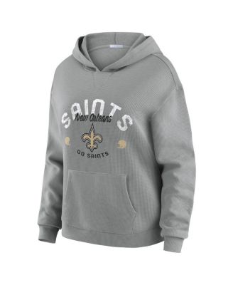 Women's Gray New Orleans Saints Waffle-Knit Long Sleeve Hooded Shirt & Pants Lounge Set