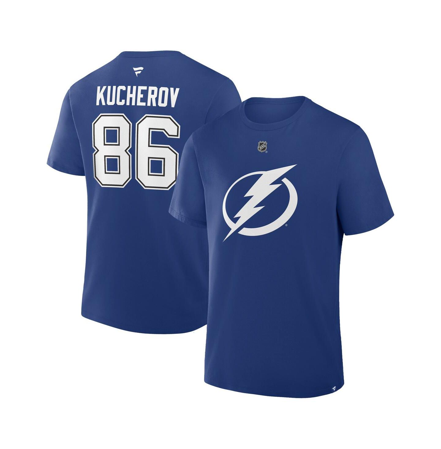 Мужская футболка Fanatics Nikita Kucherov Blue Tampa Bay Lightning Authentic Stack Name & Number — фото 1