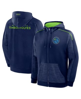 Men's Navy Minnesota Timberwolves Back Door Cut Play Defender Full-Zip Hoodie