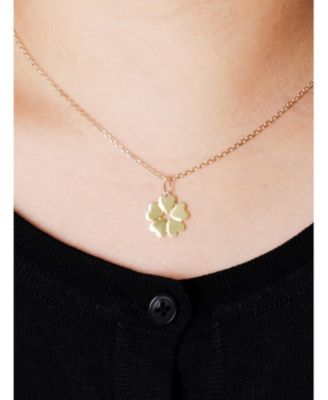 Clover Heart Pendant Necklace – 14K Gold, Adjustable 16–18 in