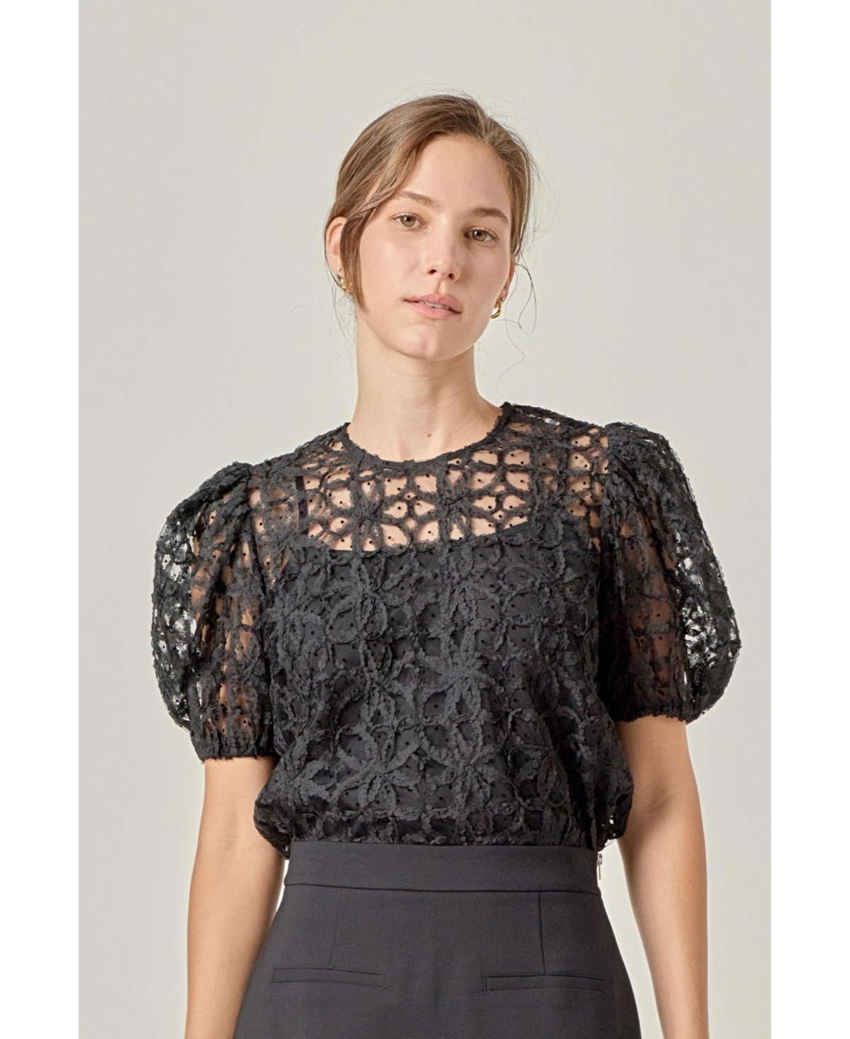 English Factory Women's Floral Texture Top