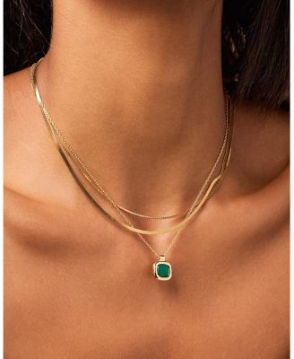 Gold Pendant - Clara Pendant Green Onyx