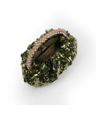 Woman's Holly Crinkle Sequin Crystal Handle Pouch