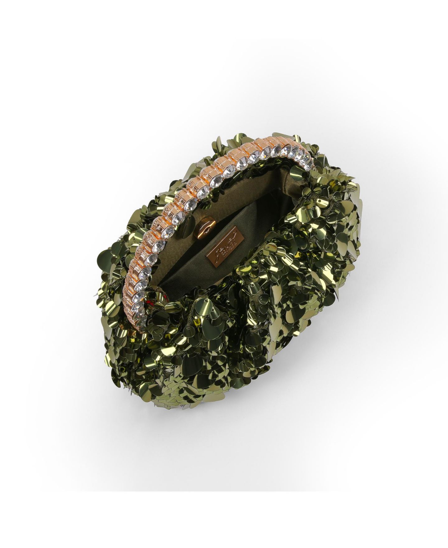 Женская сумка Jewel Badgley Mischka Holly Crinkle Sequin Crystal Handle Pouch, цвет: Зелёный — фото 3