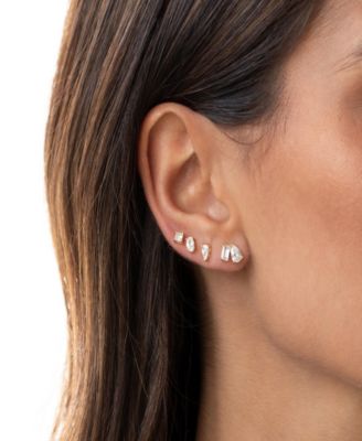 Cubic Zirconia Teardrop X Baguette Stud Earring