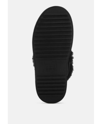 Womens Bunting Faux Fur Collar Flatform Boots