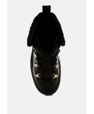 Womens Omul Fleece & Faux Leather Boots