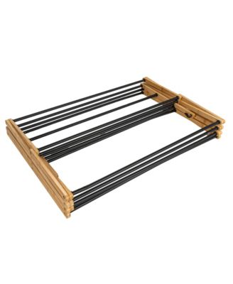Folding Clothes Drying Rack, with 14 Coated Metal Dowels, Black