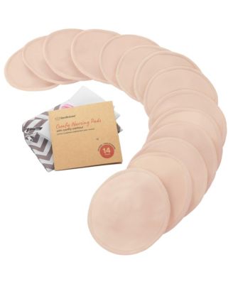 Maternity 14pk Organic Nursing Pads, Washable Breast Pads + Wash Bag, Reusable Nipple Pads