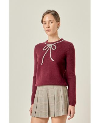 Petite Rhinestone Bow Knit