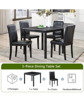 5-Piece Counter Height Dining Set with Crystal Accent Square Wood Table and 4 Upholstered Chairs