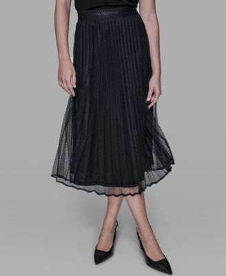 KARL LAGERFELD PARIS - Women's Long Mesh Pleated Midi Skirt