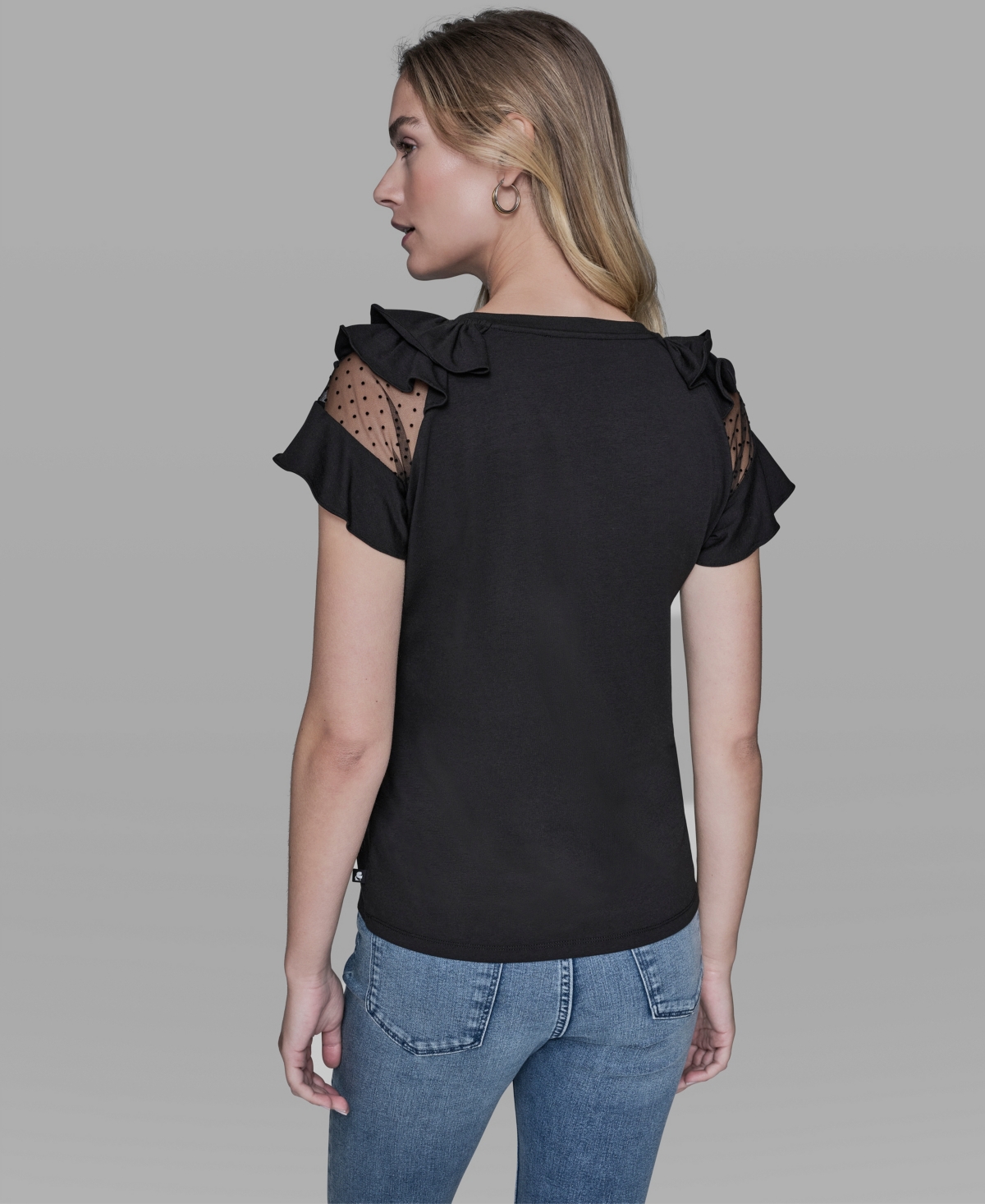 Karl Lagerfeld Paris Women's Ruffle-Sleeve Pull-On Top