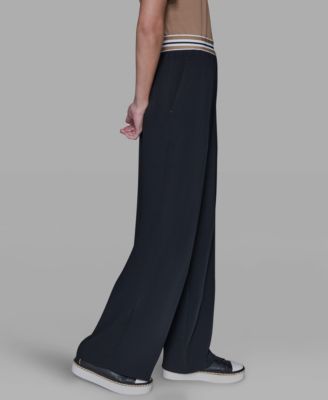 Women's Striped Wide Leg Pull-On Pants