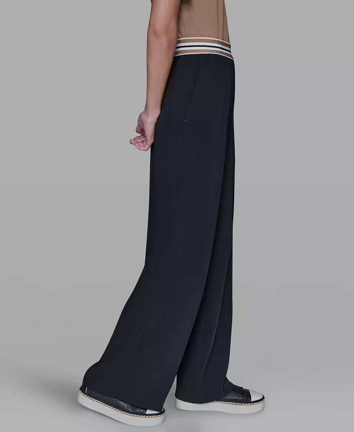 Women's Striped Wide Leg Pull-On Pants - thumbnail 3