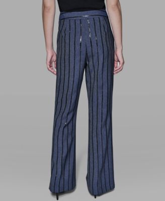 Women's Mid Rise Striped Sequin Pants