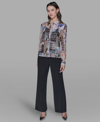 Women's Long-Sleeve Collared Blouse