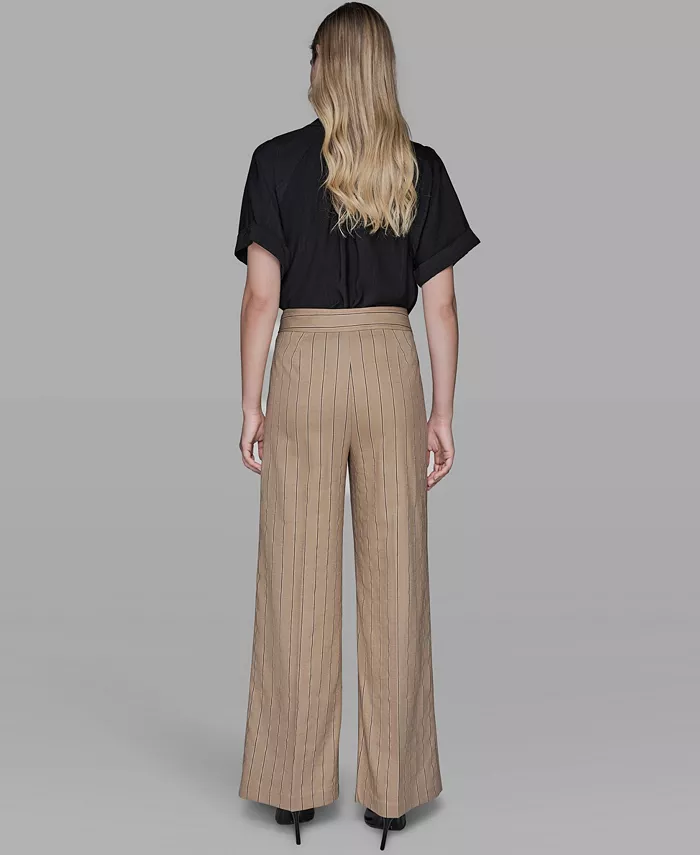 Women's Mid Rise Striped Straight Leg Pants - thumbnail 5