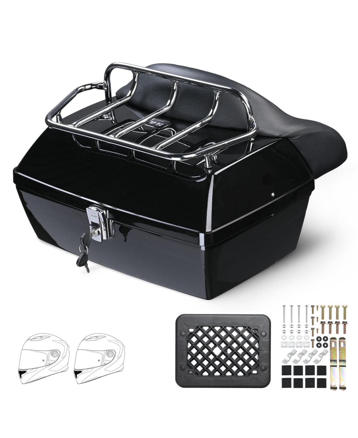 Yescom 48L Universal Motorcycle Tail Box Top Case Luggage Rack for Harley Road King