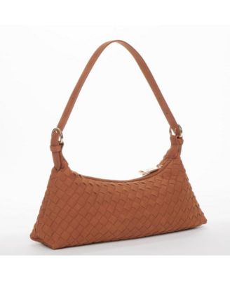 Woven Suede Baguette Bag with Crossbody Strap