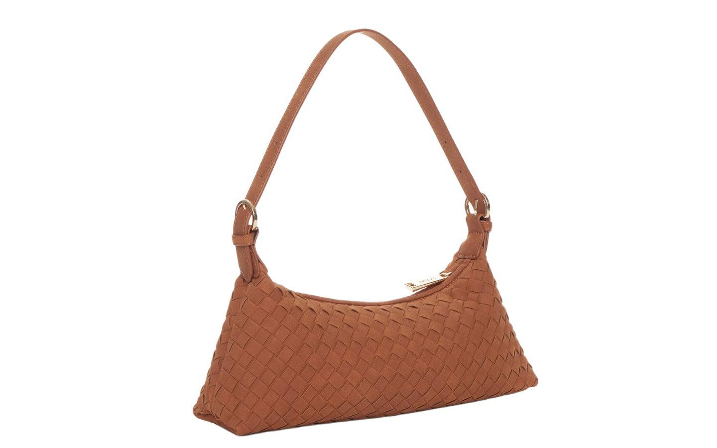 Женская сумка SUSU Woven Suede Baguette with Crossbody Strap, цвет: Коричневый — фото 2