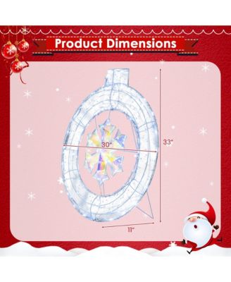 33" Lighted Ornament Pre-Lit Christmas Wreath with 128 Cold White LED Lights