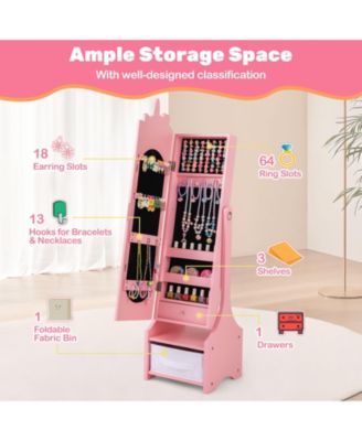 Kids Jewelry Armoire Cabinet with Storage and 2 Tilt Angles