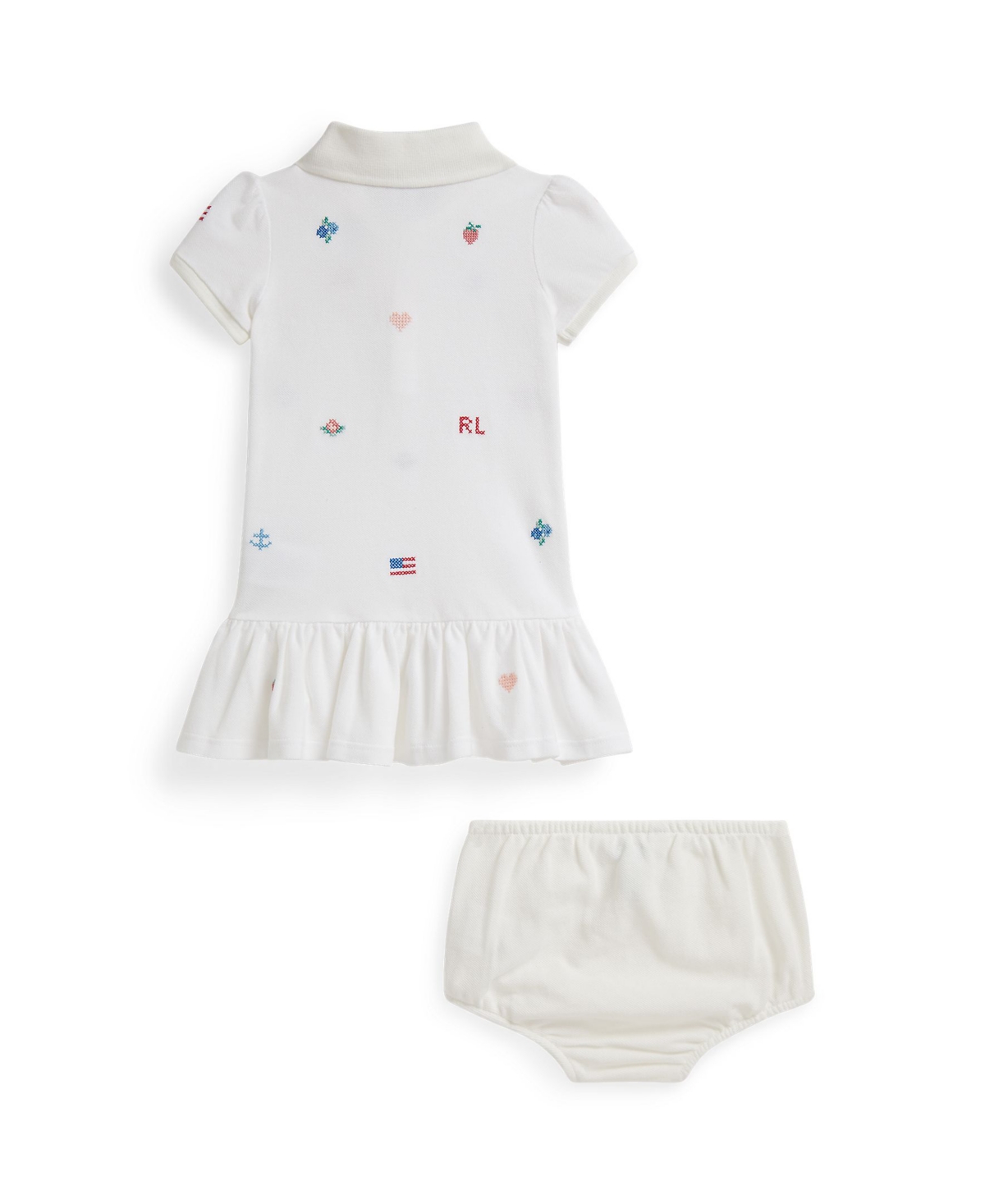 Polo Ralph Lauren Baby Girls' Embroidered Dress and Bloomer, 2-Piece Set