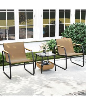 3 Pieces Patio Furniture Set Outdoor Bistro Conversation Set
