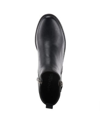 Women s IRIE Burnished Almond Toe Booties with Outside Zipper and Toggle Detail