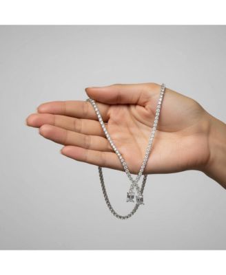 Women's Elegant Two-Stone Tennis Chain Collar Necklace