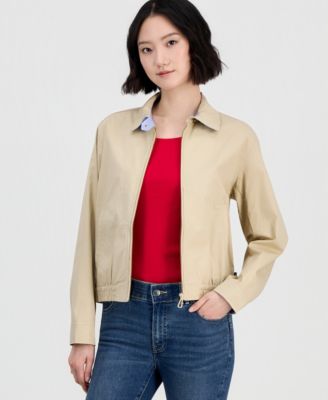 Women's Cotton Solid Zip-Front Jacket