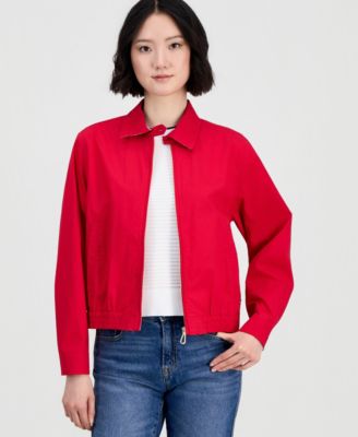 Jeans Women's Cotton Solid Zip-Front Jacket