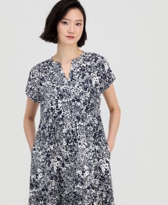 Women's Shadow Floral Tiered Midi Dress