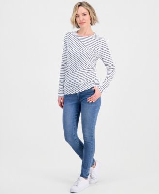 Women's Mixed-Stripe Long-Sleeve T-Shirt