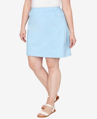 Plus Size Solid Tech Stretch Pull On Skirt