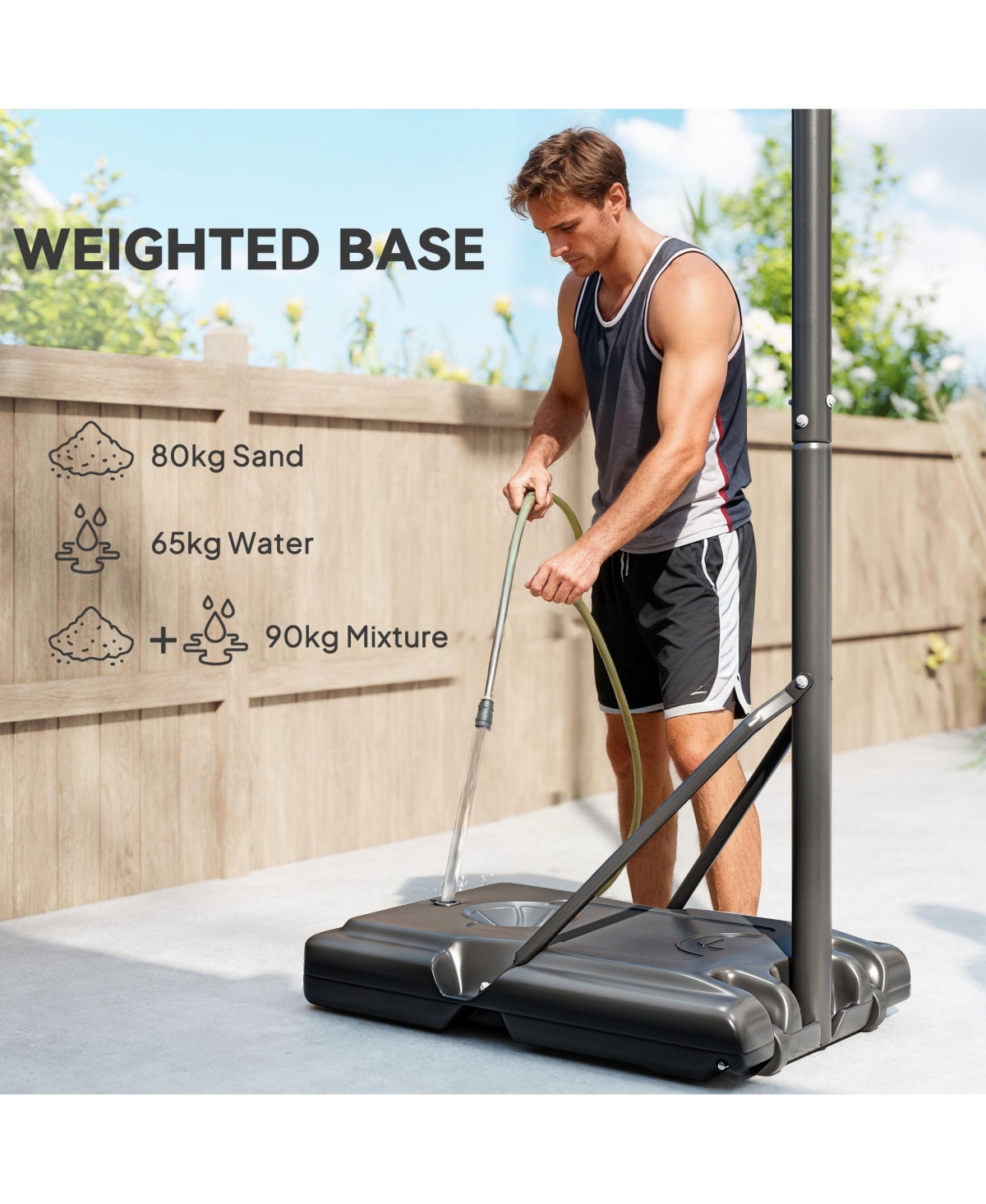 Soozier Portable Basketball Hoop for Poolside or Backyard, Youth to Adults