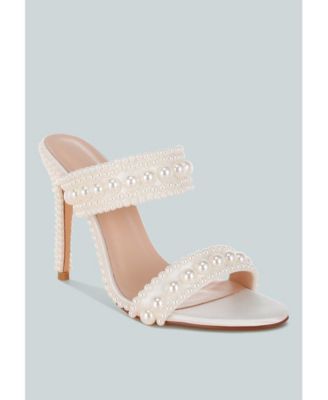 Womens Ambrin Pearl Embellished Slip On Stiletto Heels