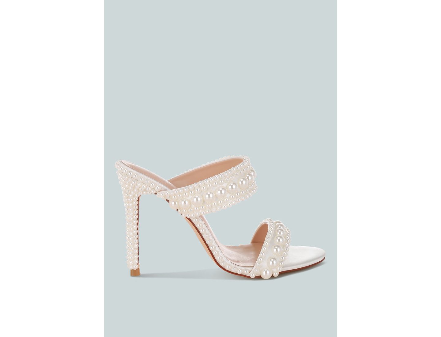 Женские туфли London Rag Ambrin Pearl Embellished Slip On Stiletto Heels, цвет: Белый атласный — фото 2