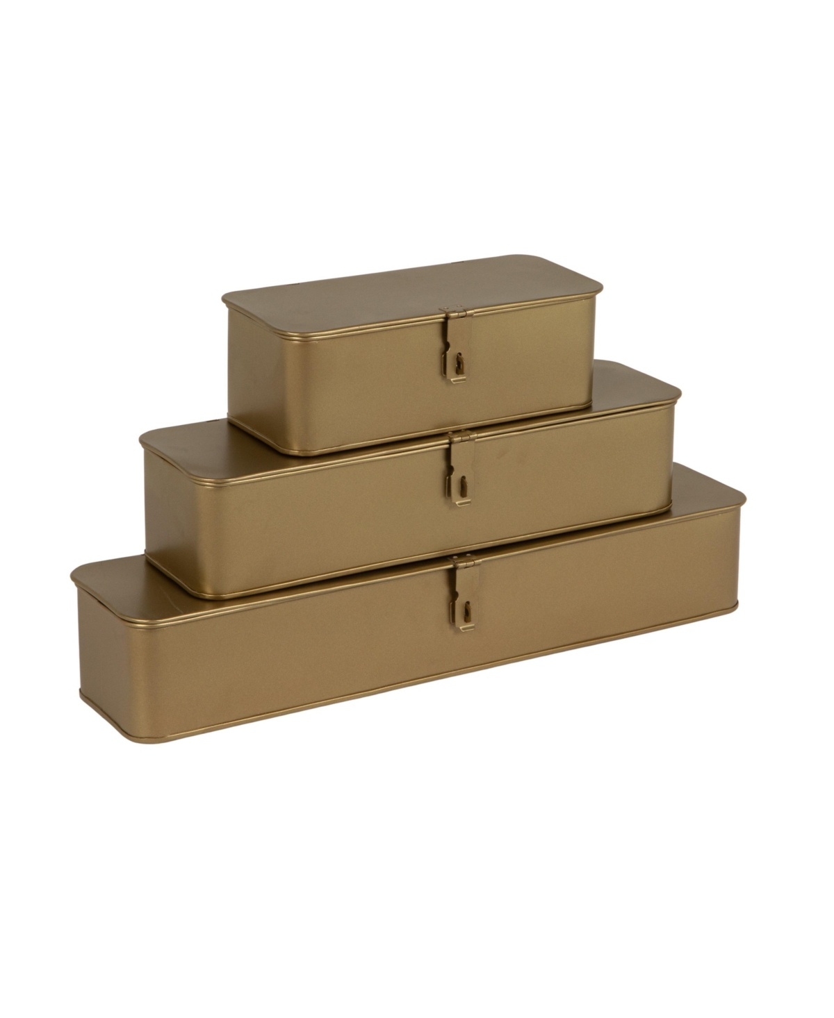 Storied Home Set of 3 Decorative Metal Storage Boxes with Lids