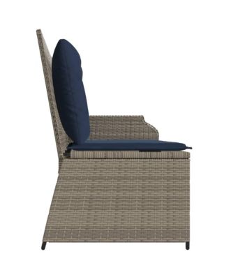 Reclining Patio Bench Grey PE rattan Standard outdoor bench size