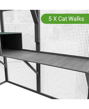 43 sq. ft. Cat Run Enclosure Walk in Cat Catio Kitten Condo with Enter Door Roof Cover,  Large Outdoor Cat Cage
