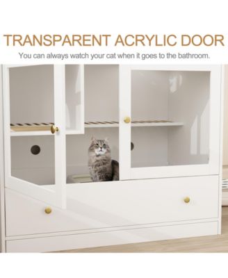 Cat Litter Box Furniture Hidden, Cats Condo Pet House with Stairs, Indoor Cat Litter House