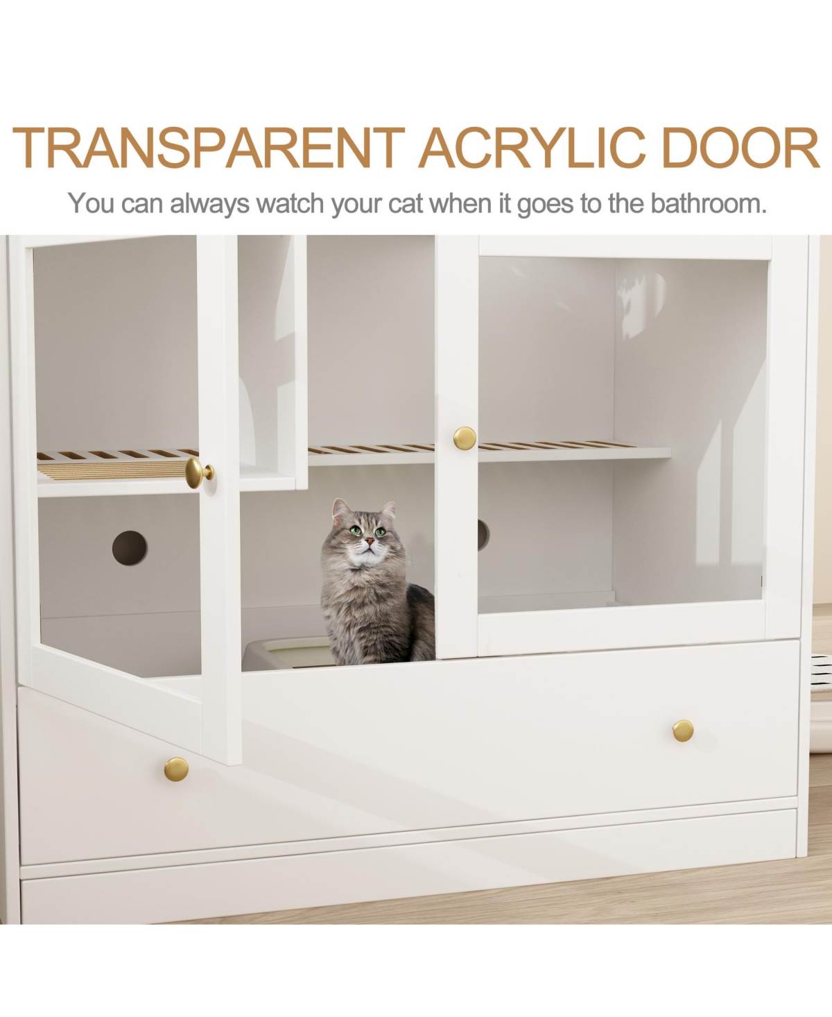 Homsee Cat Litter Box Furniture Hidden, Cats Condo Pet House with Stairs, Indoor Cat Litter House