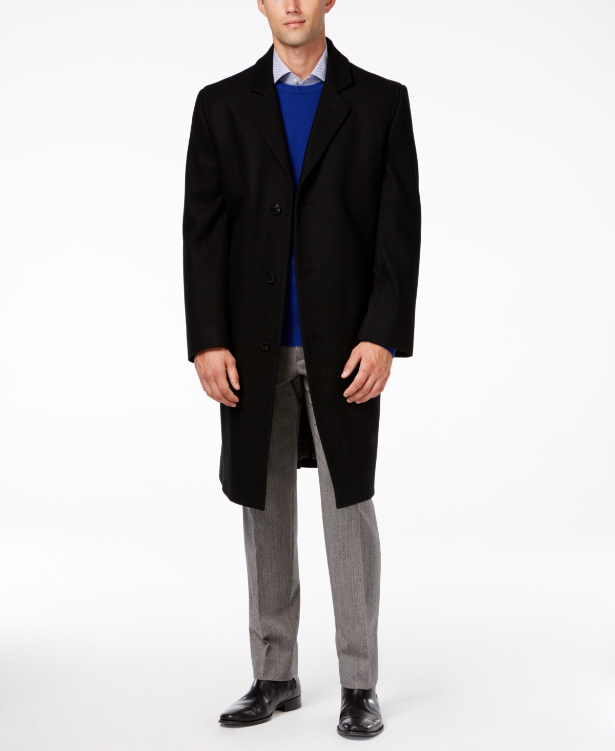 Big and Tall Signature Wool-Blend Overcoat - Camel