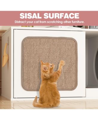Hidden Cat Litter Box with 2 Sisal Doors, Litter Box Enclosure Washroom Storage Cabinet Bench End Table