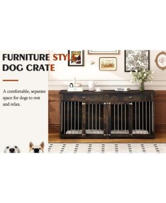 Furniture Style Dog Crates Large Wooden Pet Kennels with 2 Drawers