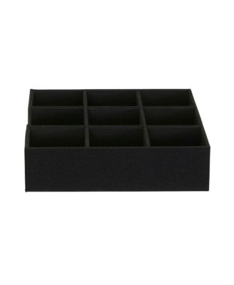 9-Compartment Drawer Organizers, Pack of 2, Black Linen