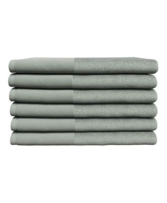 Cotton and Linen-Texture Border 6 Pack Hand Towel Set